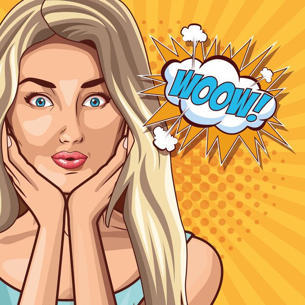 Pop art moda e mulher bonita dos desenhos animados