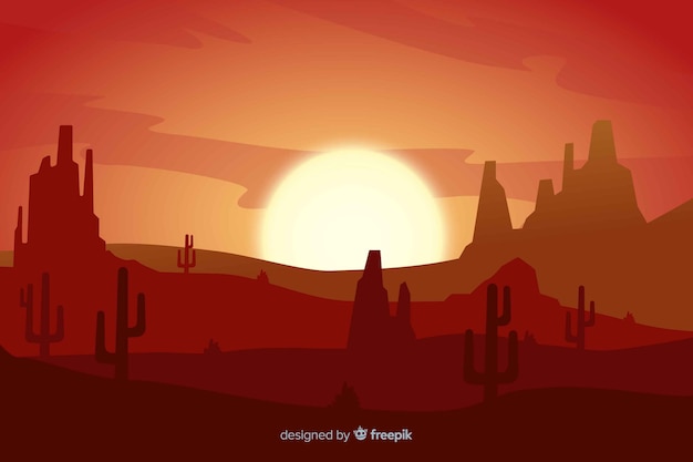 Vetor grátis pôr do sol paisagem do deserto com cores degradê