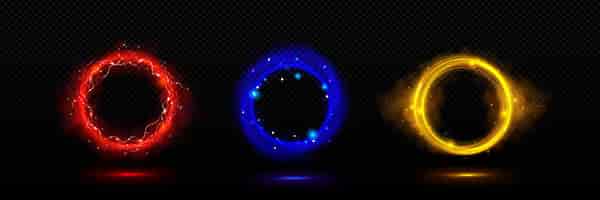Vetor grátis portal fantástico circular com efeito neon claro