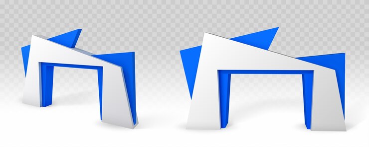 Vetor grátis portão de entrada para estande de exposição em transparente