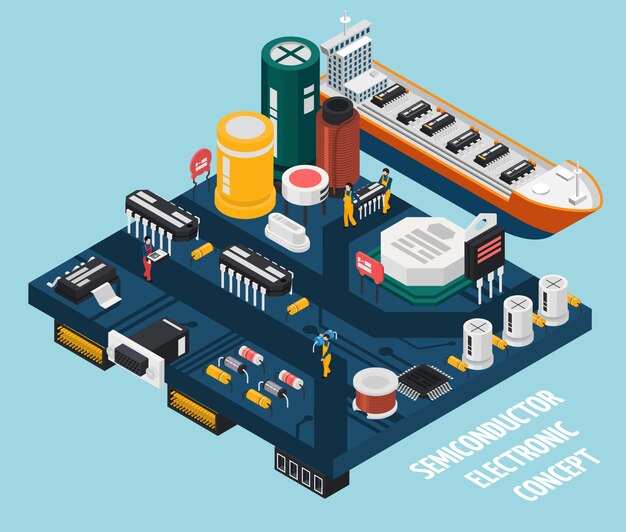 Porto de componentes eletrônicos de semicondutores