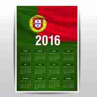 Vetor grátis portugal calendário de 2016