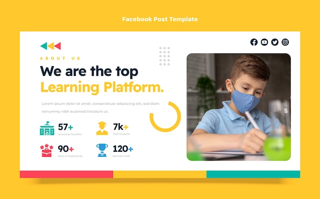 Vetor grátis post de facebook de escola internacional mínima de design plano