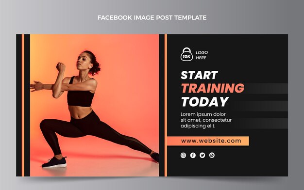 Post de facebook de fitness gradiente