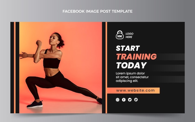 Post de facebook de fitness gradiente