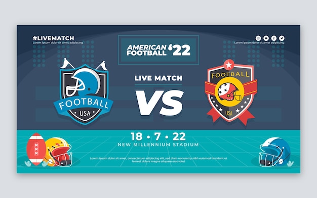 Post de facebook de futebol americano gradiente