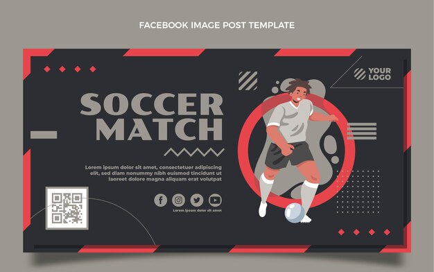 Post de facebook de jogo de futebol desenhado à mão