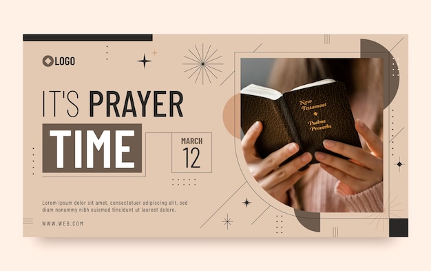 Post de facebook de oração de igreja de design plano