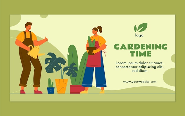 Post de facebook de tempo de jardinagem desenhado à mão