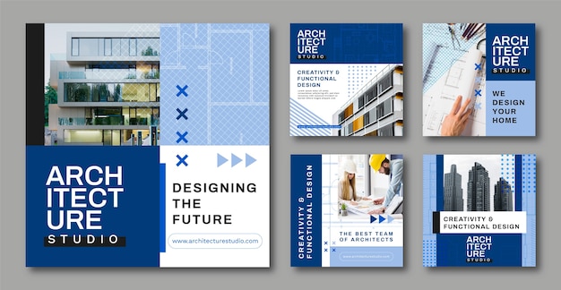 Post de instagram de projeto de arquitetura de design plano