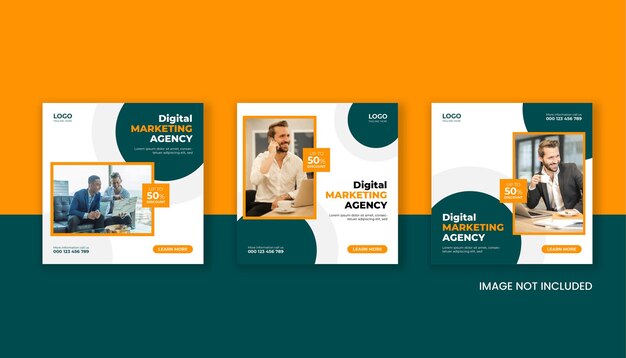 Post de mídia social de marketing digital e modelo de banner corporativo da web