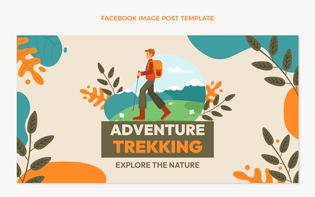 Vetor grátis post de trekking desenhado à mão no facebook