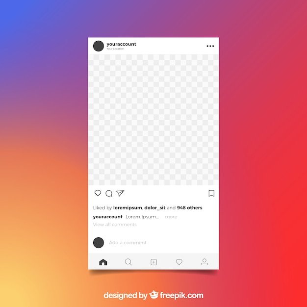 Vetor grátis post no instagram com fundo transparente