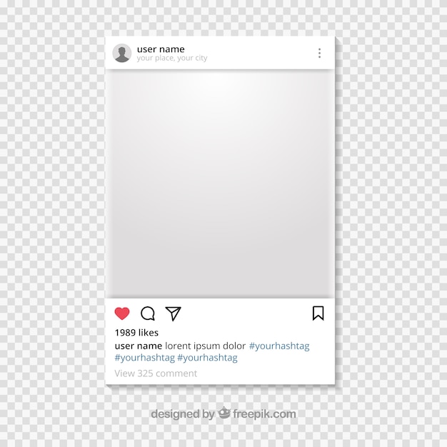 Vetor grátis post no instagram com fundo transparente