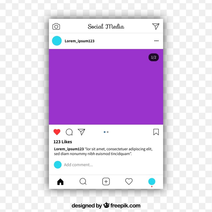 Vetor grátis post no instagram com fundo transparente