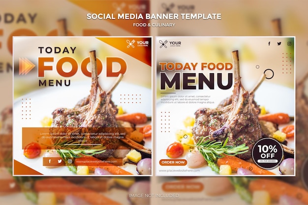 Postagem culinária de comida de mídia social e modelo de banner