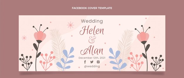 Postagem de casamento desenhada à mão no Facebook