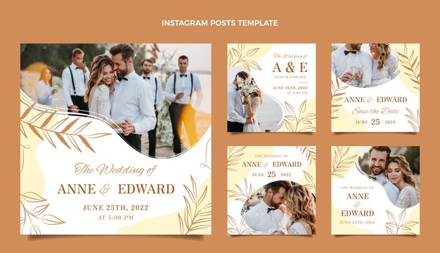 Postagem de casamento desenhada à mão no Instagram
