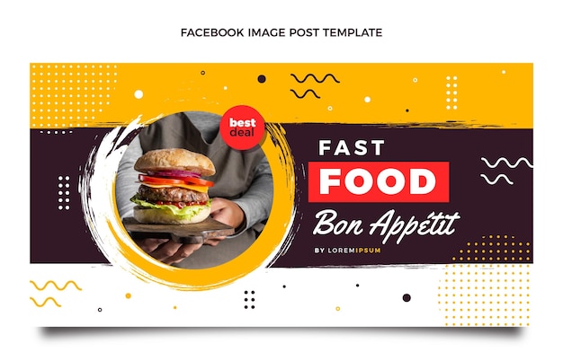 Postagem de comida no facebook de design plano