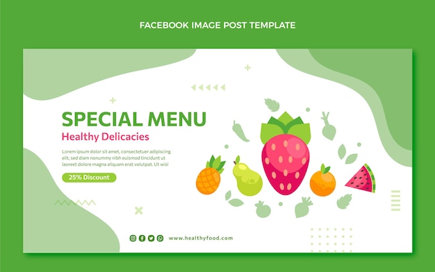 Postagem de comida no facebook de design plano