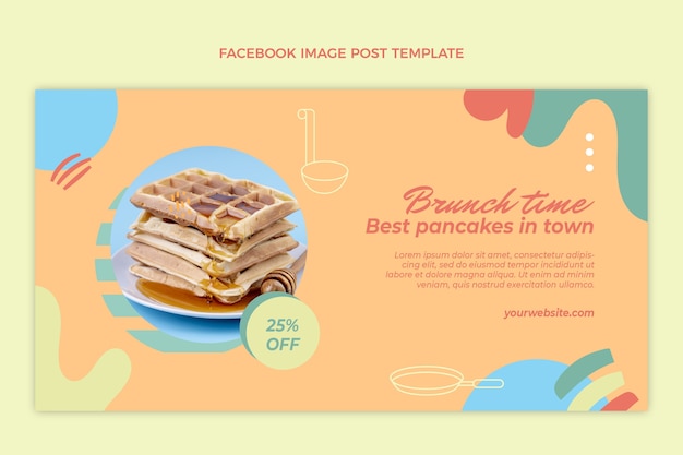 Postagem de comida no Facebook de design plano