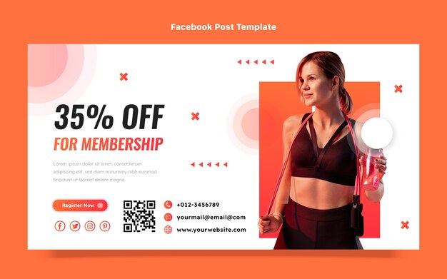 Postagem de gradiente fitness no Facebook