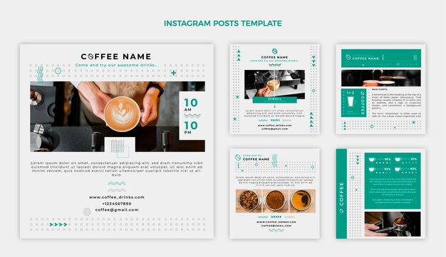 Postagem de instagram de cafeteria minimalista de design plano