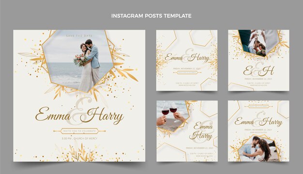 Postagem de Instagram de casamento de luxo realista