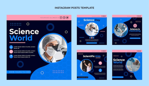 Vetor grátis postagem de instagram de ciência de design plano