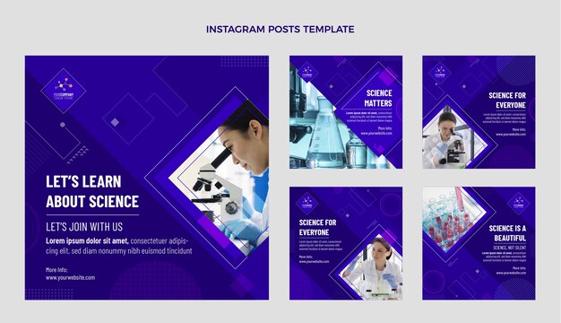 Postagem de instagram de ciência de design plano