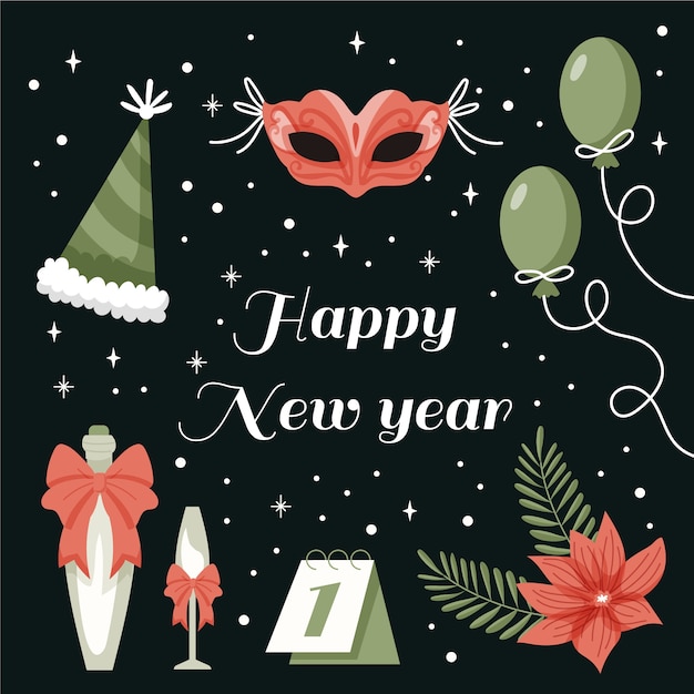 Postagem de instagram de design plano de celebração de ano novo