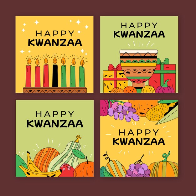 Postagem de instagram de design plano kwanzaa