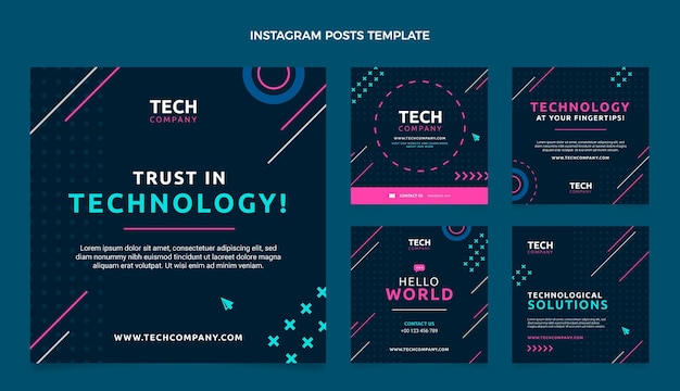 Vetor grátis postagem de instagram de tecnologia mínima de design plano