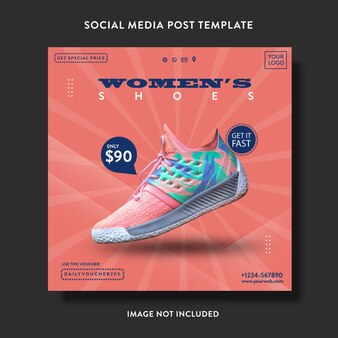 Postagem de promoção de produto de sapatos em mídia social ou modelo de folheto