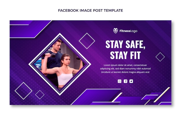 Vetor grátis postagem de template de fitness no facebook