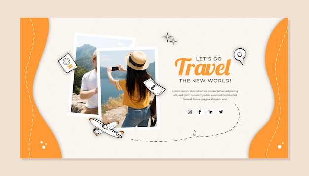 Postagem desenhada à mão sobre viagens no Facebook