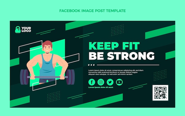 Vetor grátis postagem do facebook de fitness de design plano