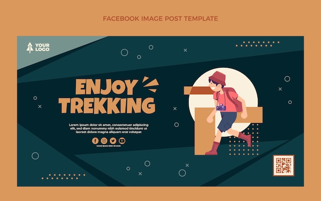 Vetor grátis postagem do facebook de trekking de design plano