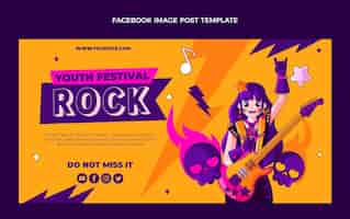 Vetor grátis postagem do facebook do festival de música colorida desenhada à mão