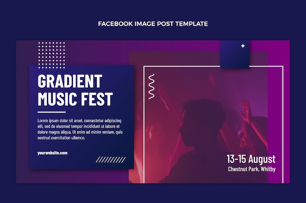 Vetor grátis postagem do facebook do festival de música gradiente