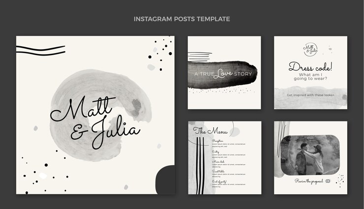 Vetor grátis postagem do instagram do casamento desenhada à mão em aquarela