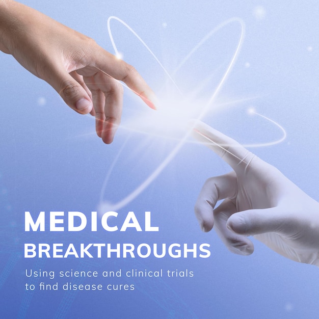 Postagem em mídia social de vetor de modelo de ciência de ensaio clínico inovações médicas