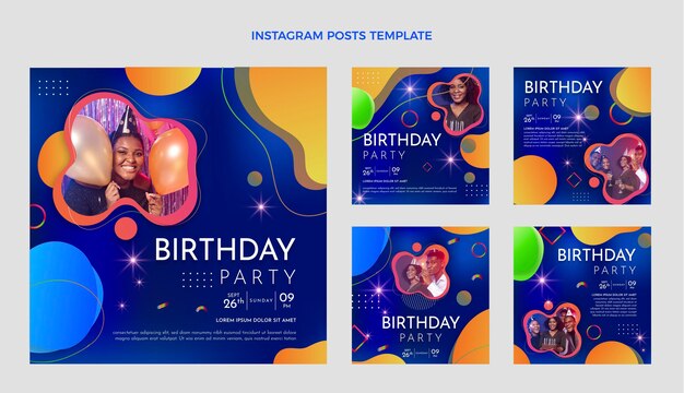 Postagem gradiente de aniversário colorido no Instagram