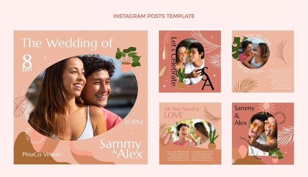 Postagem ig casamento desenhada à mão