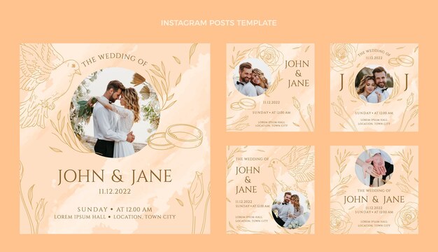 Postagem ig casamento desenhada à mão