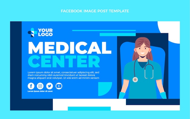 Postagem médica no facebook de design plano