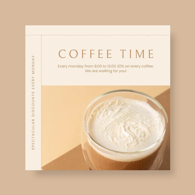 Postagem minimalista do instagram de café em destaque