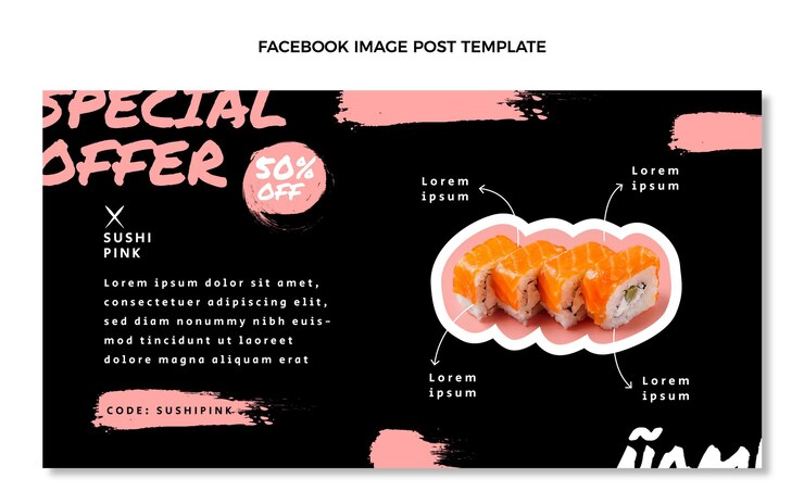 Vetor grátis postagem no facebook de comida asiática de design plano