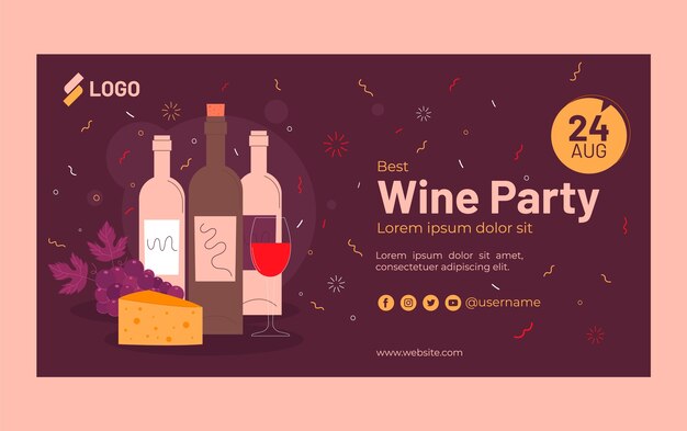 Postagem no facebook de festa de vinho plano