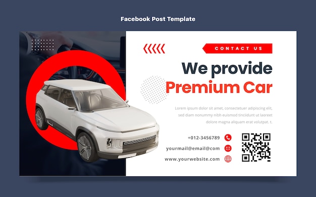 Vetor grátis postagem no facebook do aluguel de carros de design plano